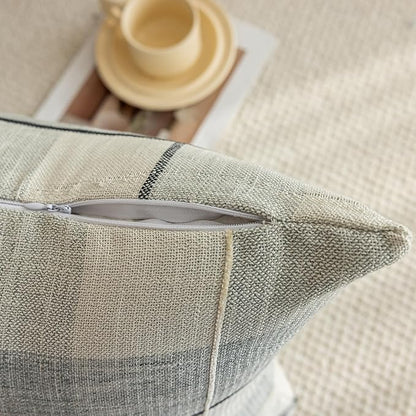 vctops Rustic Lattice Cotton Linen Decorative Throw Pillow Cover Embroidery - Image 6
