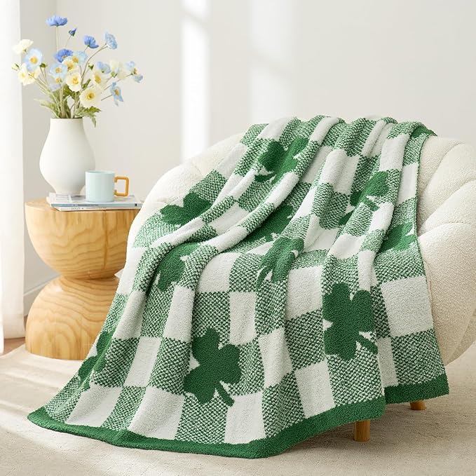 Snuggle Sac St.Patrick's Day Blanket, Lucky Spring Green Clover Shamrock Irish by SnuggleSac
