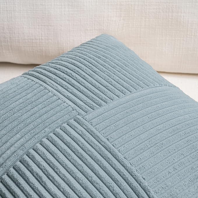 Fancy Homi Set of 2 Light Blue Decorative Throw Pillow Covers 16x16 Inch - Image 4