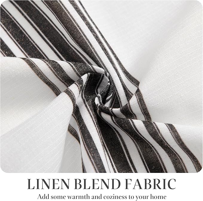 jinchan Striped Linen Valance Curtain 16 Inch Vertical Striped Valance - Image 7