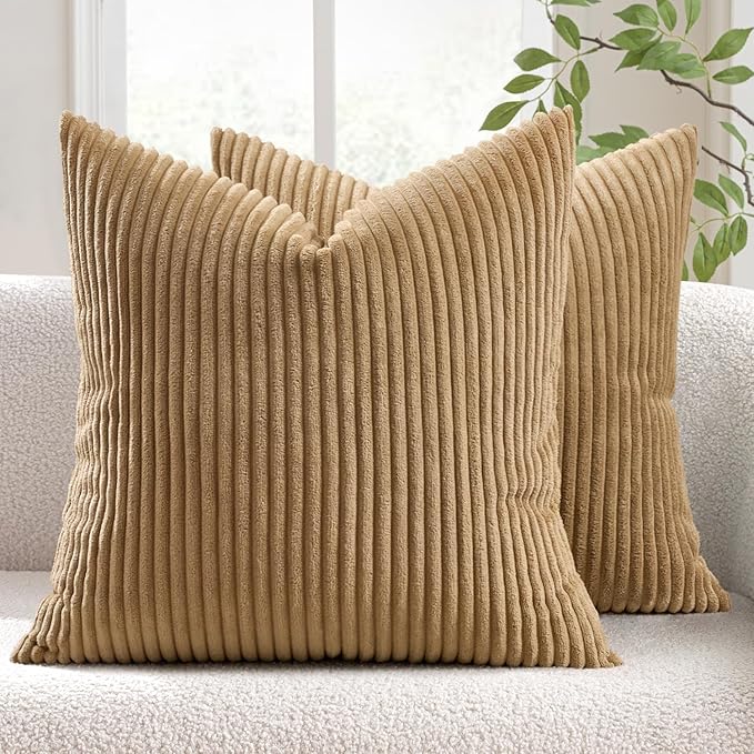 MIULEE Winter Pack of 2 Corduroy Soft Soild Decorative Square Throw Pillow by MIULEE
