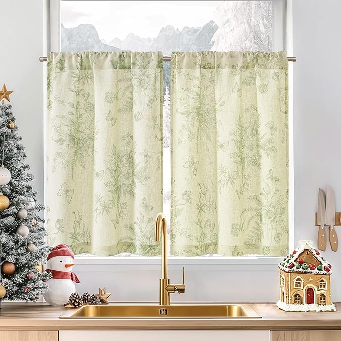 jinchan Half Window Curtains Small Drapes by JINCHAN