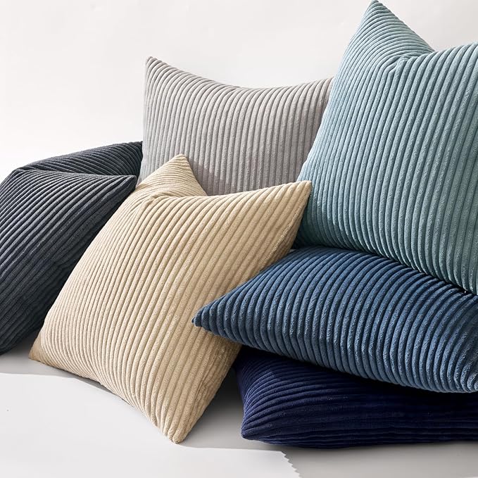 MIULEE Pack of 2 Corduroy Soft Soild Decorative Square Throw Pillow Covers - Image 6