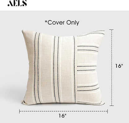 AELS 16x16 Decorative Farmhouse Linen Throw Pillow Covers, Boho Textured Pillow - Image 2