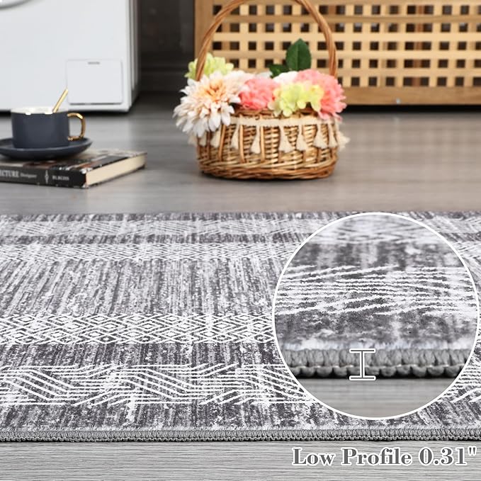 GarveeHome Modern Geometric Area Rug 2x3 Distressed Bordered Washable Non Slip - Image 4
