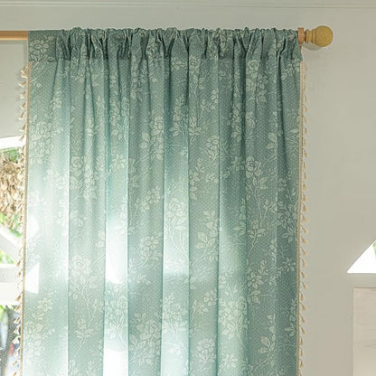 ENJOYBRIDAL Floral Curtains 63 Inch Length Sage Green Farmhouse Drapes Living - Image 4