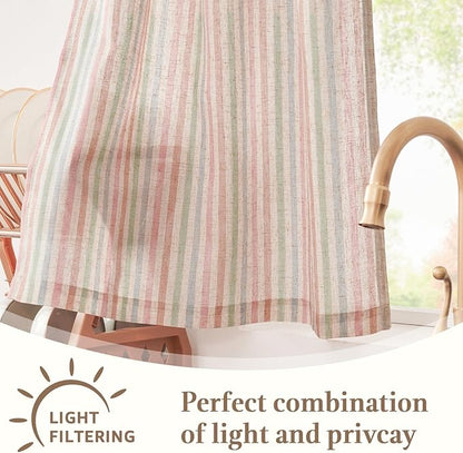 jinchan Striped Linen Kitchen Curtains 24 Inches Christmas Tier Curtains - Image 8
