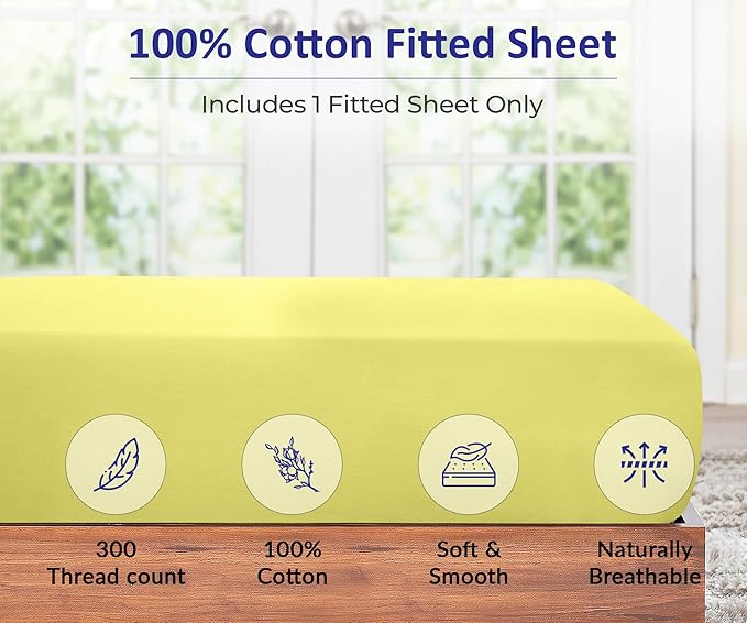 ROYALE LINENS 300 Thread Count 100% Long Staple Combed Cotton Fitted Sheet Twin - Image 4