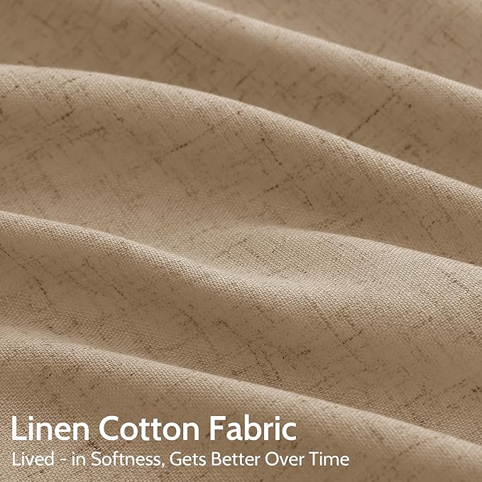 Nanspring Sand Beige Curtains 90 Inch Length 2 Panels Set - Image 4