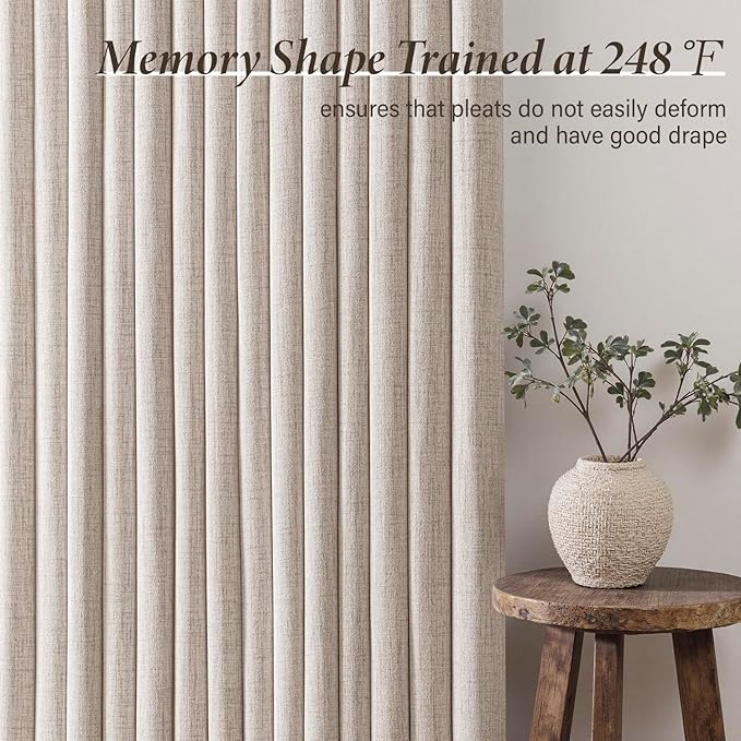 MIULEE Pinch Pleated Thick Linen Curtains 84 Inch 4 Panels Set Back Tab Memory - Image 4