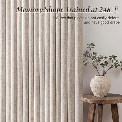 MIULEE Pinch Pleated Thick Linen Curtains 90 Inch 4 Panels Set Back Tab Memory - Image 4