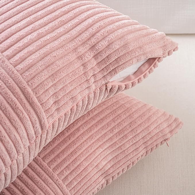 Fancy Homi 2 Packs Blush Pink Lumbar Decorative Throw Pillow Covers 16x28 Inch - Image 4