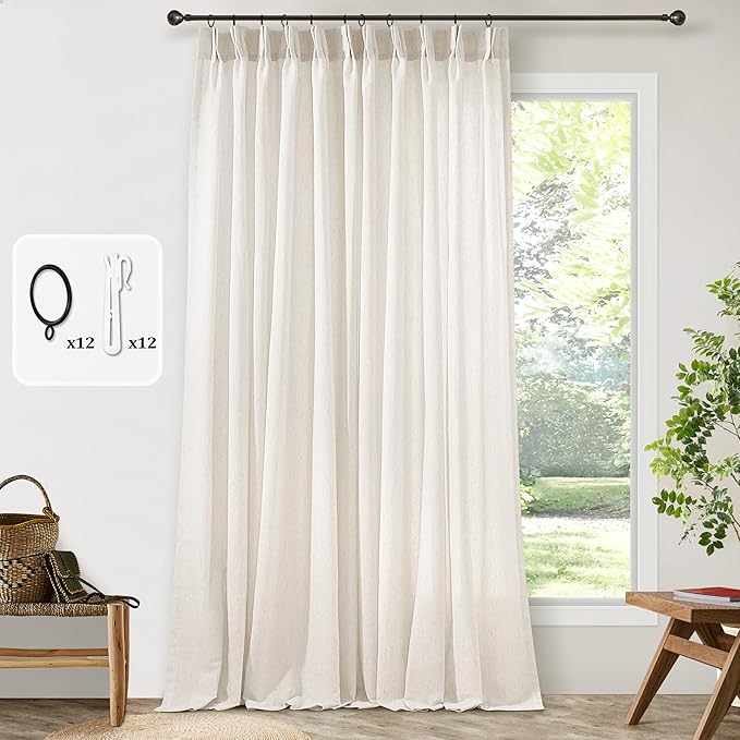 Pinch Pleated 72 Inch Wide Curtain 90 Inches Long Cream Ivory Sheer Linen - Image 7