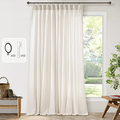 Pinch Pleat Extra Wide 72 x 108 Inch Linen Curtains - Image 7