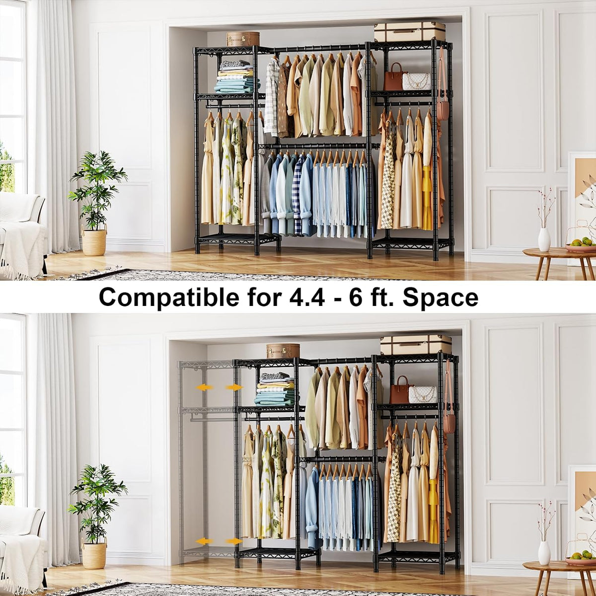ulif e7 garment rack, heavy duty clothes storage, side view