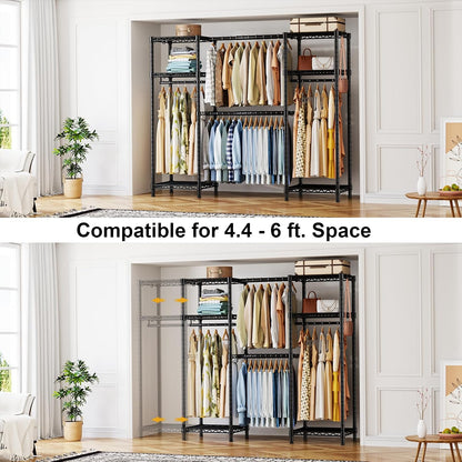 ulif e7 garment rack, heavy duty clothes storage, side view