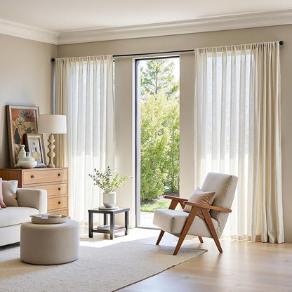 jinchan Sliding Doors Linen Blend Curtain 84 Inches Length 1 Panel - Image 3