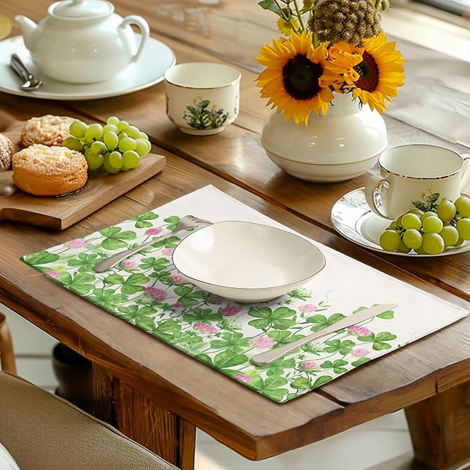 Shamrocks St. Patrick's Day Placemats Set of 4 Watercolor Lucky Clovers St - Image 6