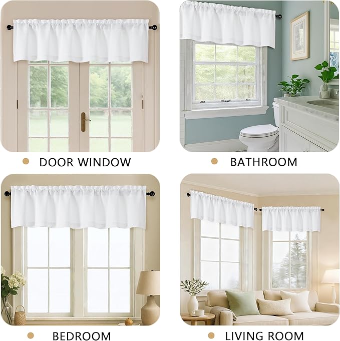 OVZME White Valance for Windows, Light Filtering Thick Textured Small Short - Image 5