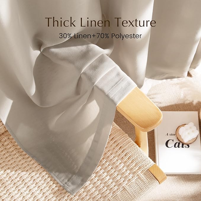 NICETOWN Cocoa Cream Linen Curtains - Image 4