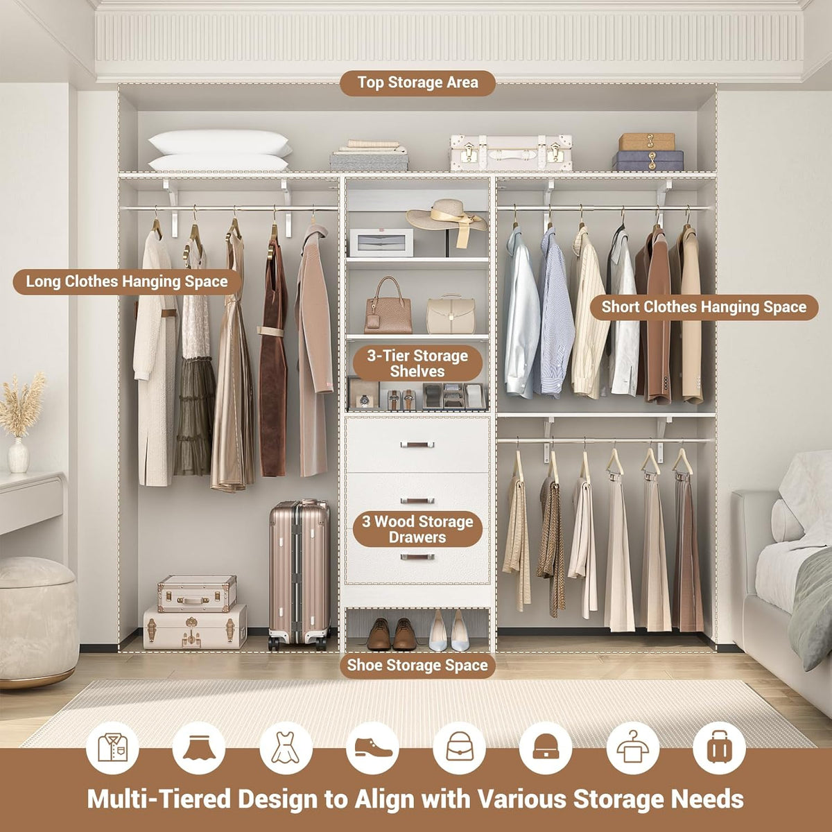 besiost closet system with drawer - 8ft wood on a desk or shelf