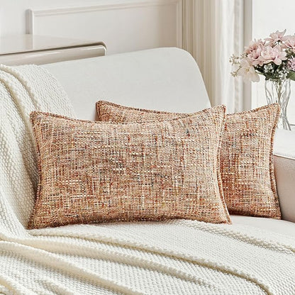 FUTEI Rust Decorative Throw Pillow Covers 12x20 Inch Set of 2, Soft Chenille by FUTEI