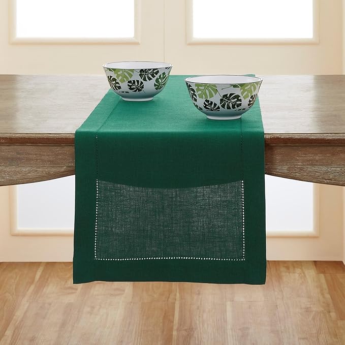 Solino Home Linen Rainforest Green Table Runner 72 Inches Long by SolinoHome