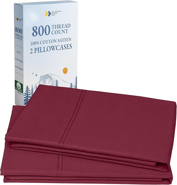 California Design Den Natural 100% Cotton Pillow Cases Queen Size Set of 2 by CaliforniaDesignDen