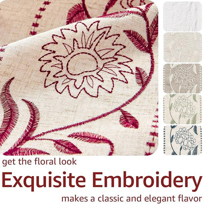 jinchan Winslow Linen Curtains for Bedroom 63 Inches Length Embroidered - Image 4