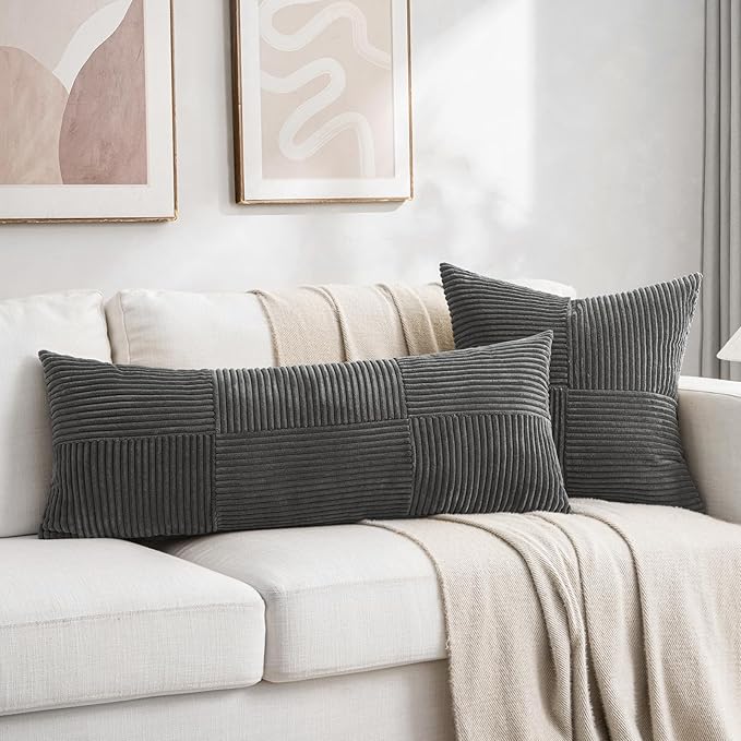 Fancy Homi 2 Packs Dark Gray Decorative Throw Pillow Covers 20x20 Inch - Image 6