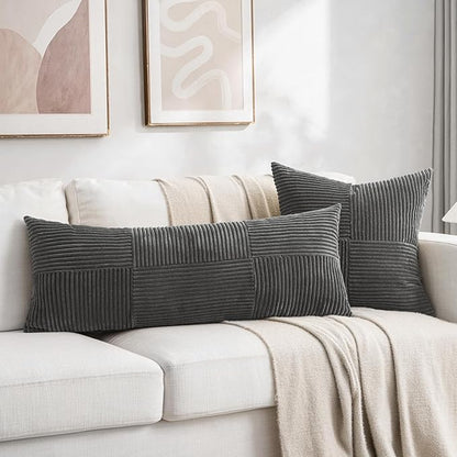 Fancy Homi 2 Packs Dark Gray Decorative Throw Pillow Covers 20x20 Inch - Image 6