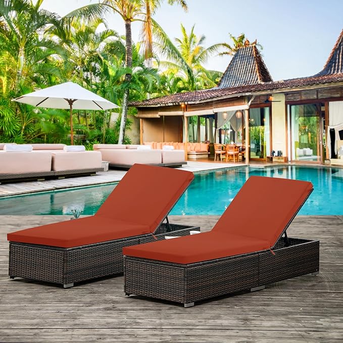 Chaise Lounge Cushions Outdoor Set of 2 - Image 9