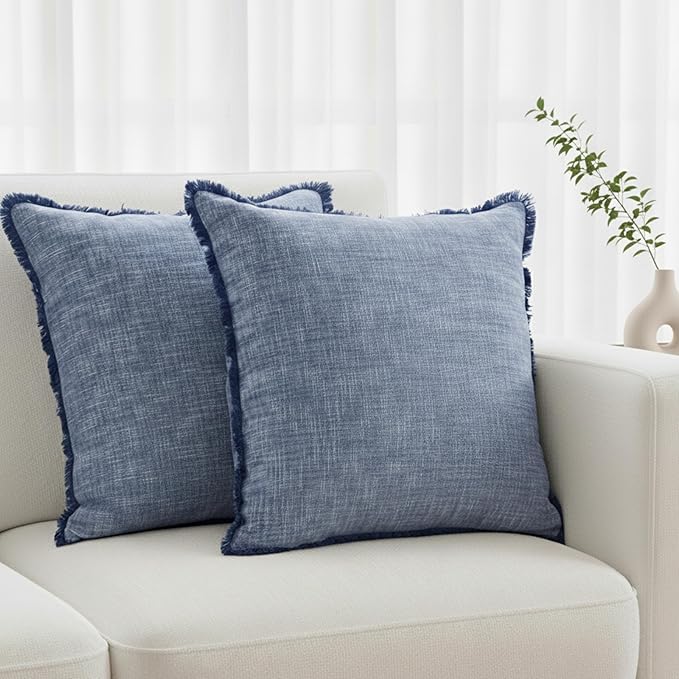 Set of 2 Textured Cotton Throw Pillow Covers by OveeshaHomeDecor