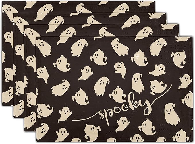 Giwawa Halloween Placemats Set of 4, 12x18 Inch Spooky Gothic Ghosts Black by Giwawa