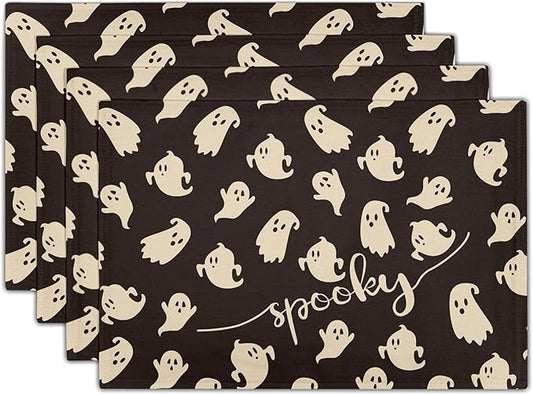Giwawa Halloween Placemats Set of 4, 12x18 Inch Spooky Gothic Ghosts Black by Giwawa