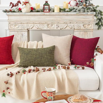 Kevin Textile Faux Linen Throw Cushion Covers Shams Textural Christmas - Image 7