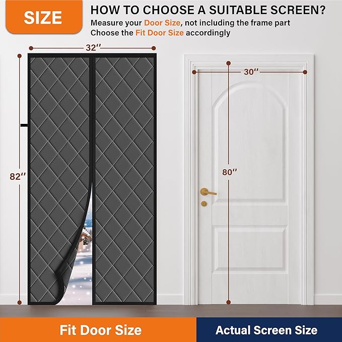Magnetic Thermal Insulated Door Curtain, Fits Door Size 48" x 80", Durable - Image 2