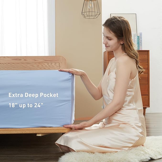 Sunflower Full Fitted Sheet, 1-Piece Extra Deep Pocket Fitted Bottom Sheet 22" - Image 3