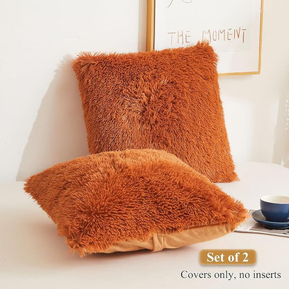 XeGe Faux Fur Throw Pillow Covers, Luxury Fluffy Plush Pillow Cases, Shaggy - Image 2