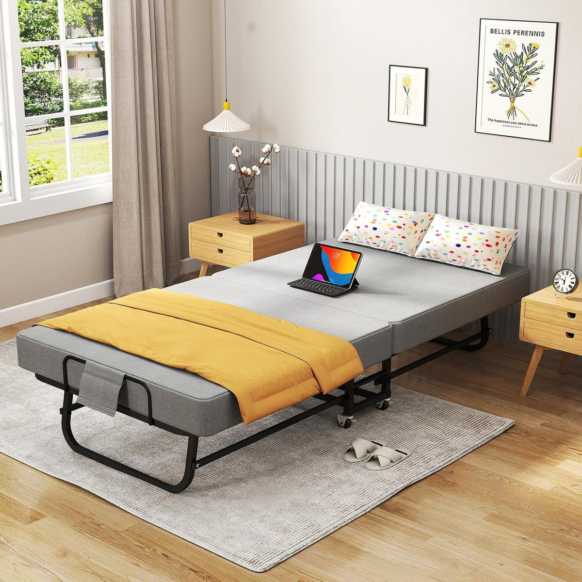 folding bed with mattress for adults, portable foldable, view 9