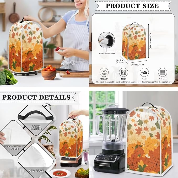 Fall Maple Leaves Print Thanksgiving Appliance Covers Set Washable Kitchen - Image 3