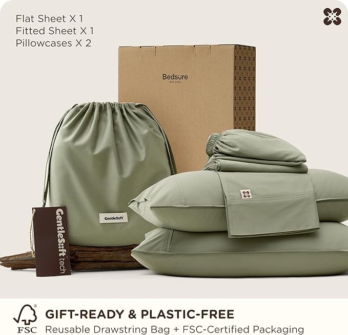 Bedsure Cooling Sheets, Rayon Derived from Bamboo & Cotton Blend, GentleSoft - Image 8