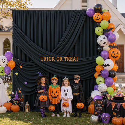 20x10FT Black Backdrop Curtains, Polyester Back Drop for Halloween