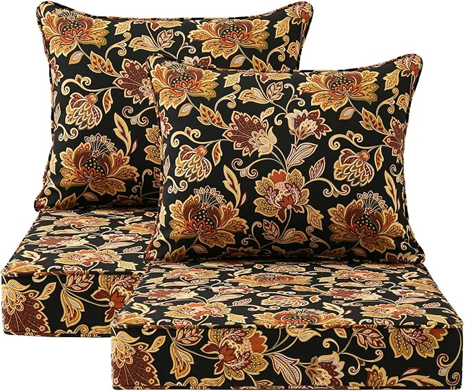 Outdoor Patio Chair Cushions Set, Water-Repellent, Fade Resistant, Deep Seat by Unimatta