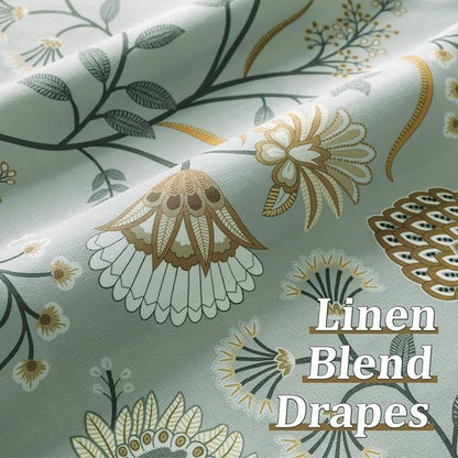 Leeva Floral Kitchen Window Curtains, Farmhouse Style Print Linen Look Cafe - Image 7