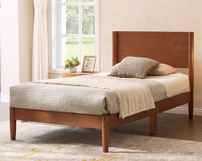 amerlife solid wood twin bed frame, mid century, main product view