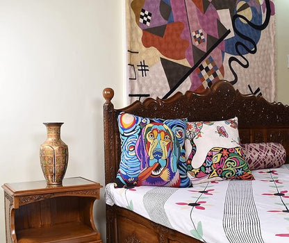 Picasso Dog Pillow Cover | Starry Night & Abstract Dogs Accent Pillows | Hand - Image 2