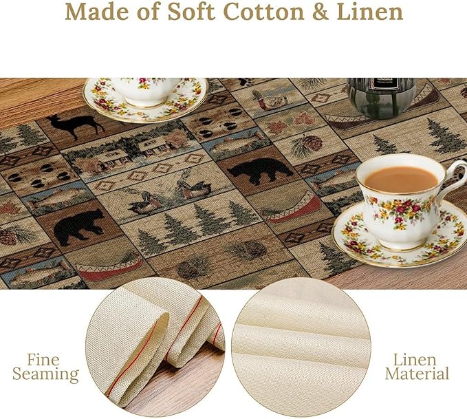 Wildlife Bear Table Runner, Rustic Cabin Animal Farmhouse Table Runner - Image 4