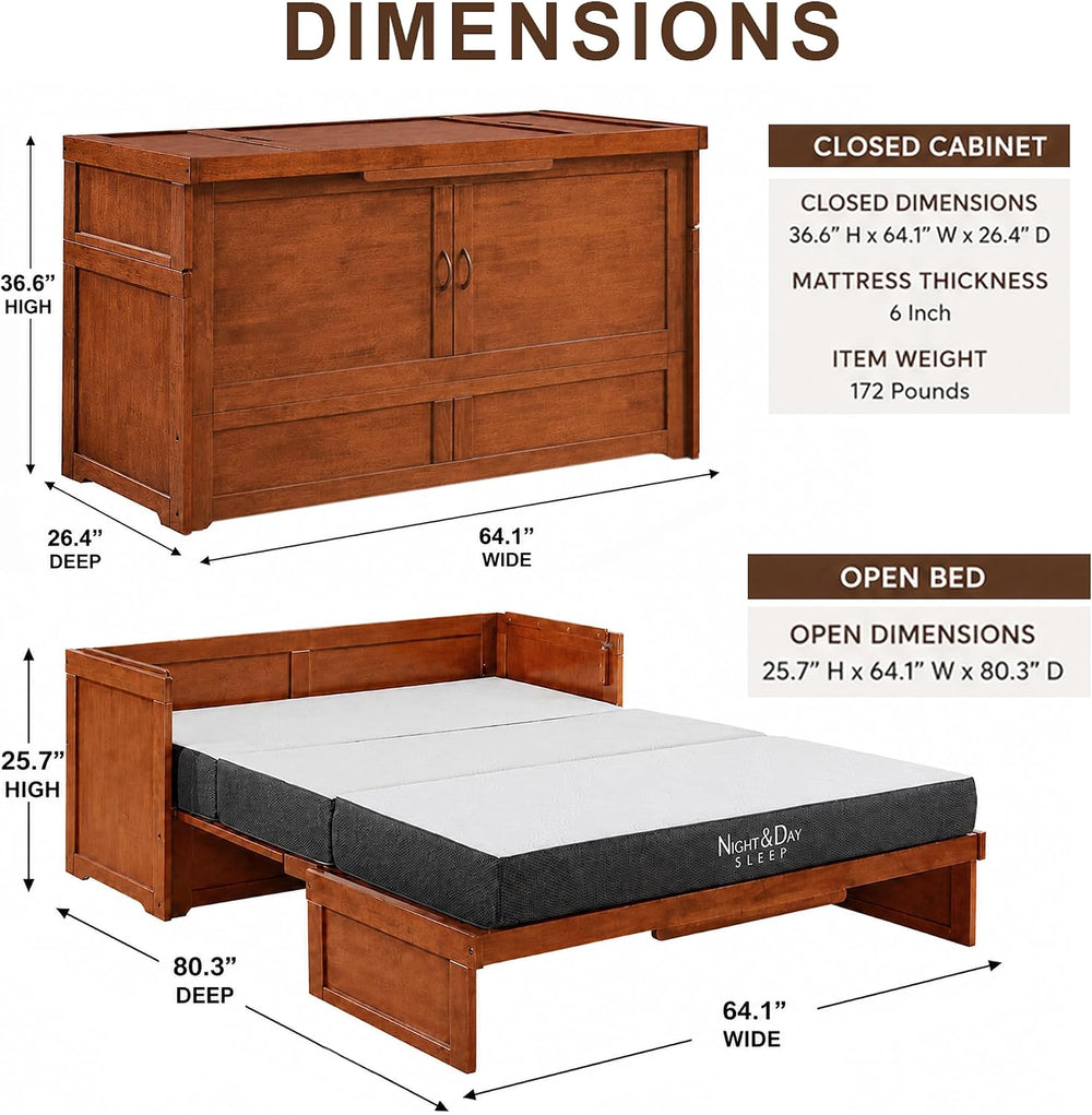 NIGHT & DAY Furniture Murphy Cube Cabinet Bed (Cherry)