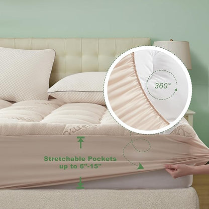 BEDLORE Full Size Mattress Topper Viscose Derived from Bamboo, Thick Pillow Top - Image 6